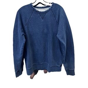 Everlane Cotton Denim Blue Sweatshirt Casual Pullover Crew Neck Size Medium